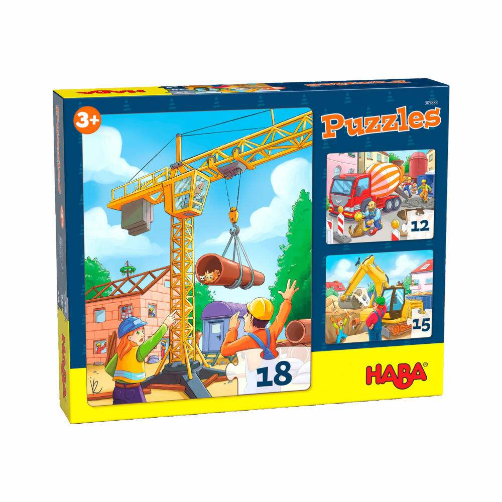 HABA Puzzles Construction Vehicles, Children's Puzzle, Puzzle, Children, from 3 years, 1305883001
