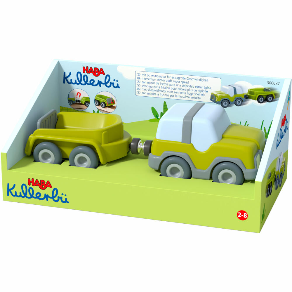 HABA Kullerbü - Off-road vehicle with trailer, addition to ball track, car, toy, from 2 years, 1306687001