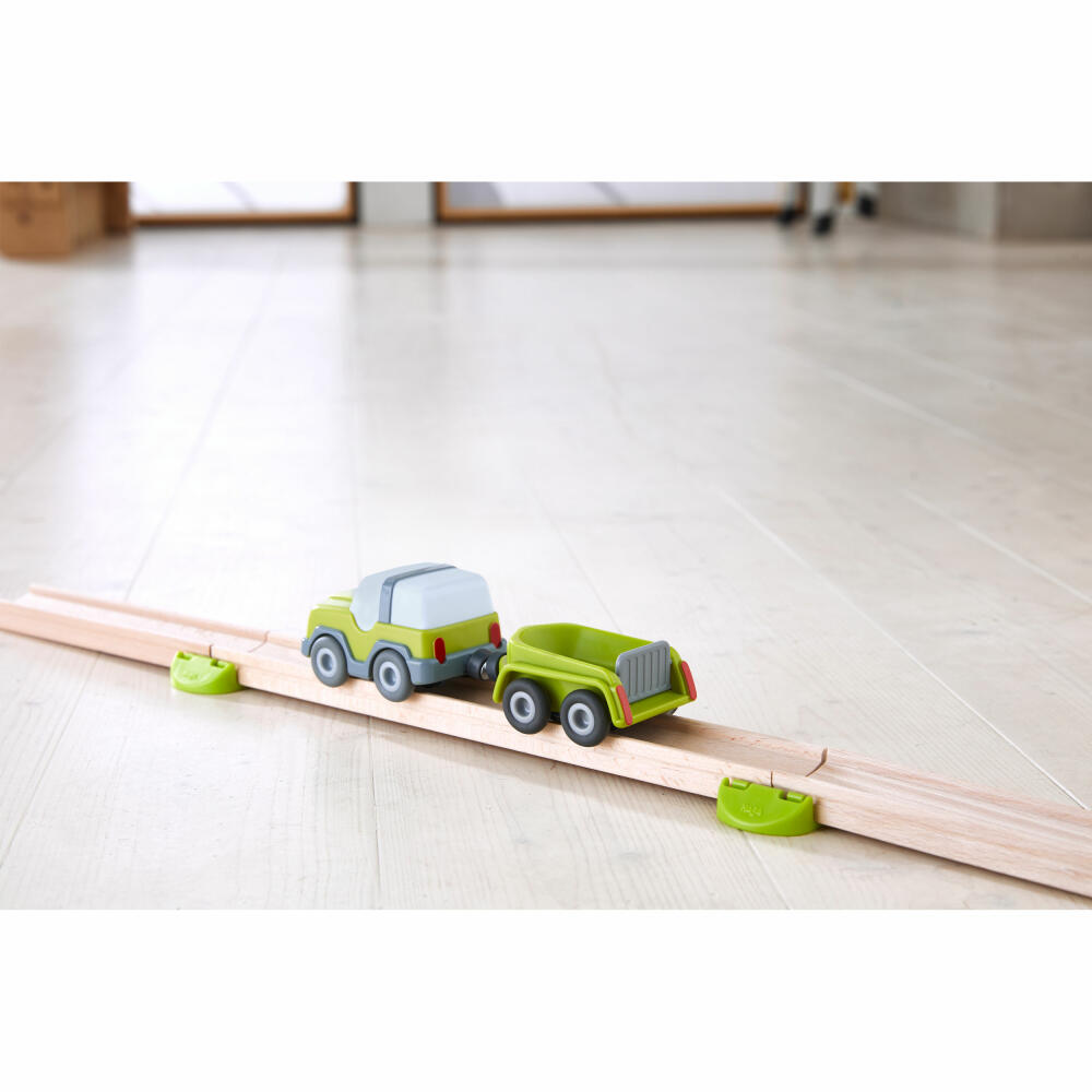 HABA Kullerbü - Off-road vehicle with trailer, addition to ball track, car, toy, from 2 years, 1306687001