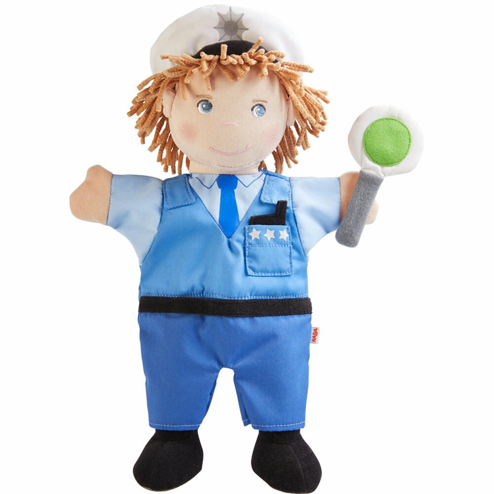 HABA hand puppet police, plush figure, puppet show, toy, from 18 months, 27 cm, 1306773001