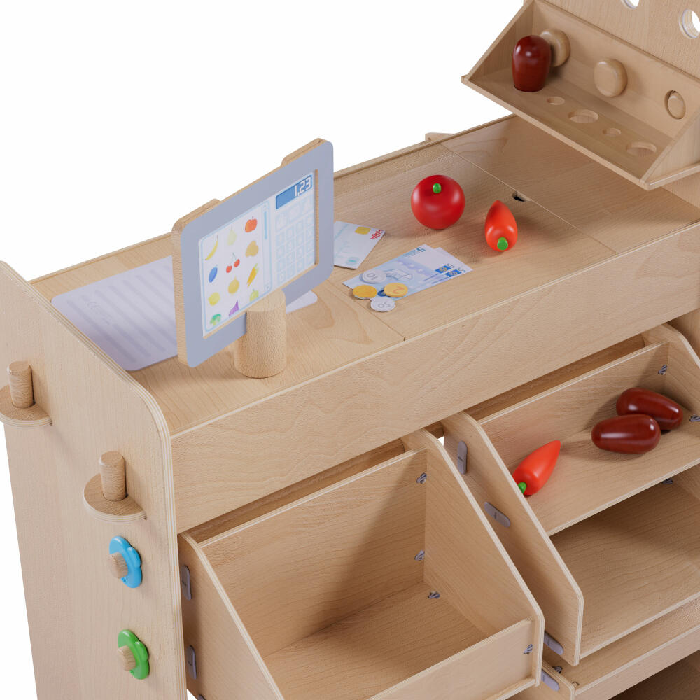 HABA Creative Play 3 in 1, Spielküche, Kaufladen, Werkstatt, Kinder Spielzeug, ab 3 Jahren, 2011830001
