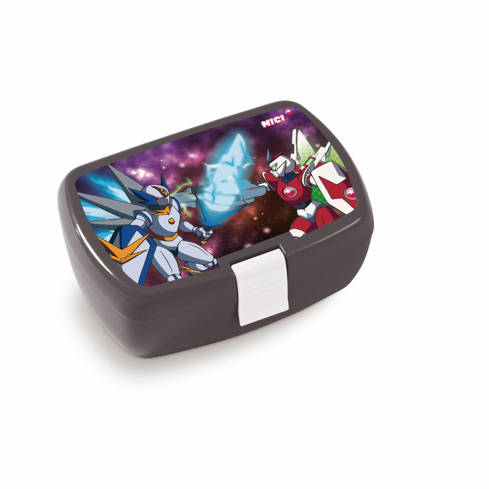 NICI Brotdose Weltall, Frühstücksdose, Lunchbox, Roboter, 2020 Design, Kunststoff, Bunt, 18x12.5x6.5cm, 45468
