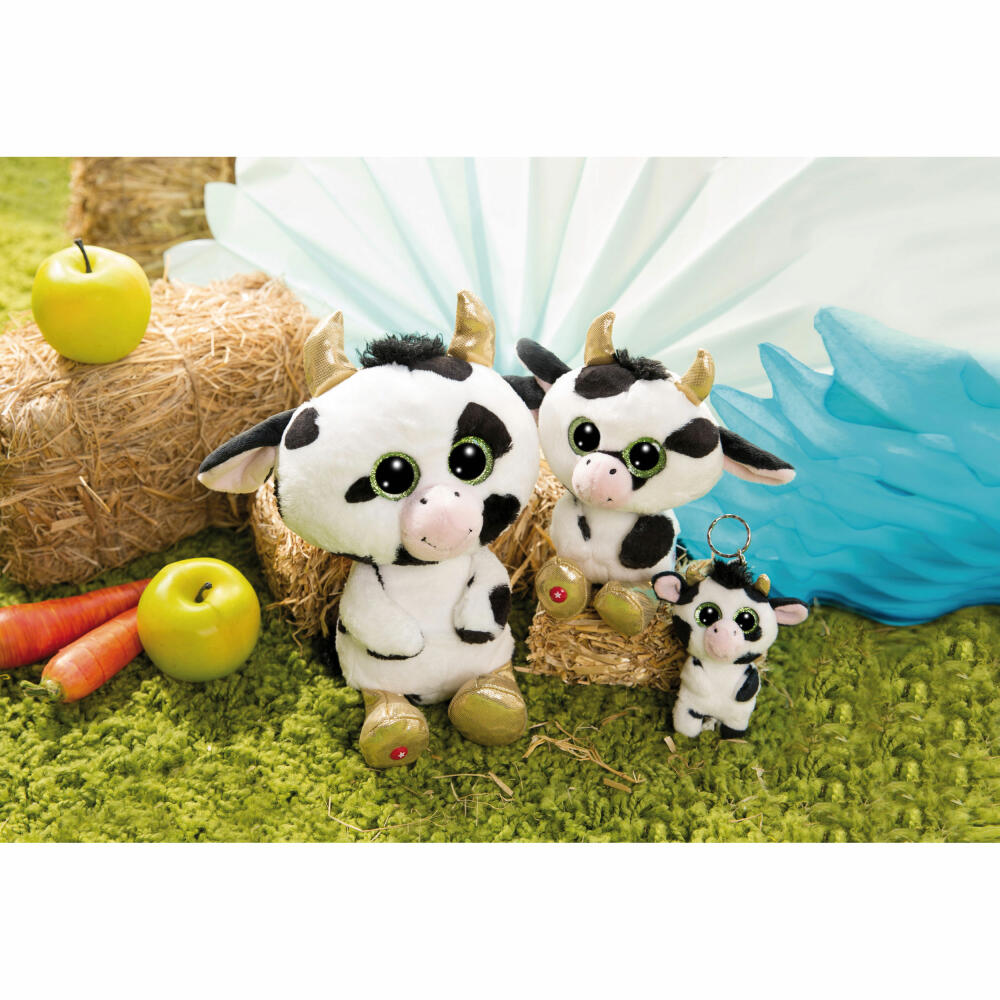 NICI Glubschis Keyring Cow Moolon, Dangling, Key Pendant, Plush, Black / White, 9 cm, 47660