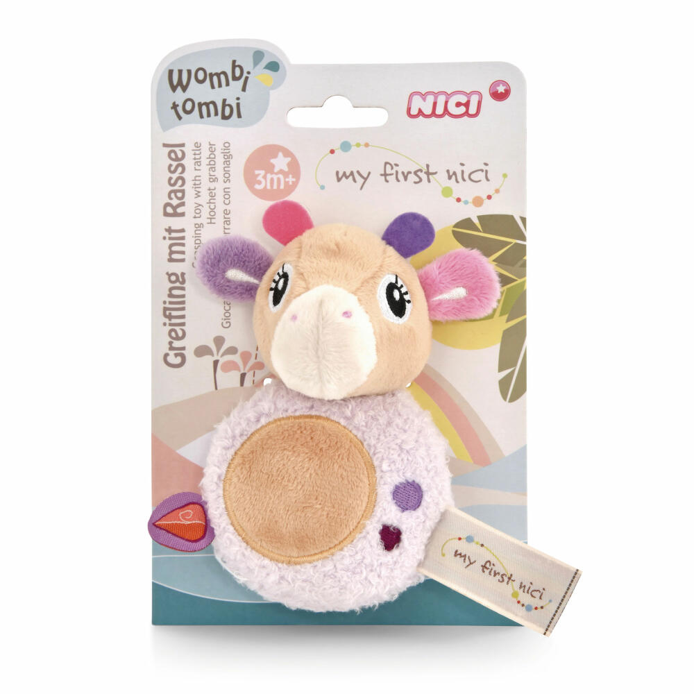 NICI My First NICI Greifling Giraffe Sasuma mit Rassel, Greifspielzeug, Baby Spielzeug, Plüsch / Polyester, 12 cm, 48035