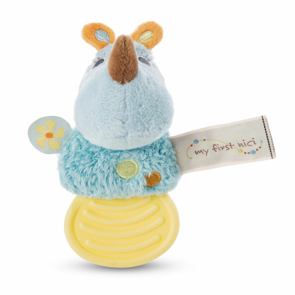 NICI My First NICI Beißring Nashorn Manuffi, Kauring, Greifing, Greifspielzeug, Zahnungshilfe, Baby, 12 cm, 48042