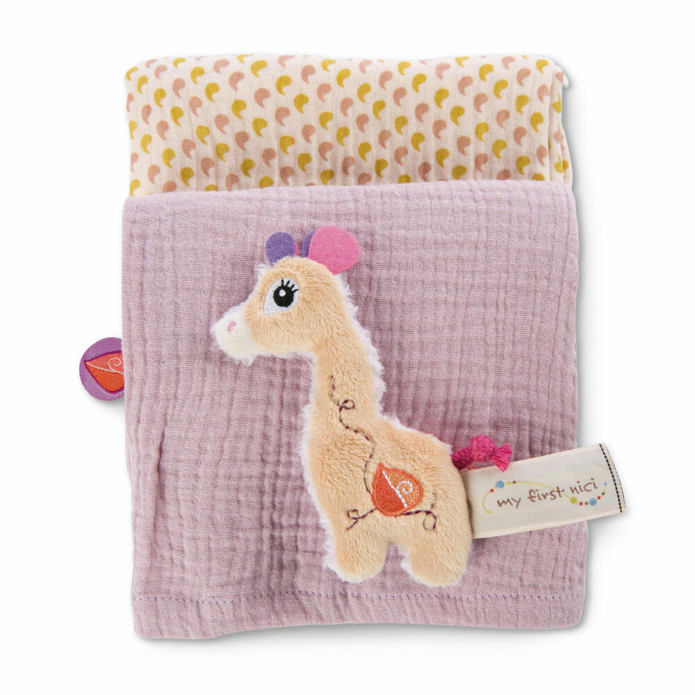 NICI My First NICI Mulltuch mit Greifling Giraffe Sasuma, 3-tlg., Greifspielzeug, Spucktuch, Mulltücher, 48045