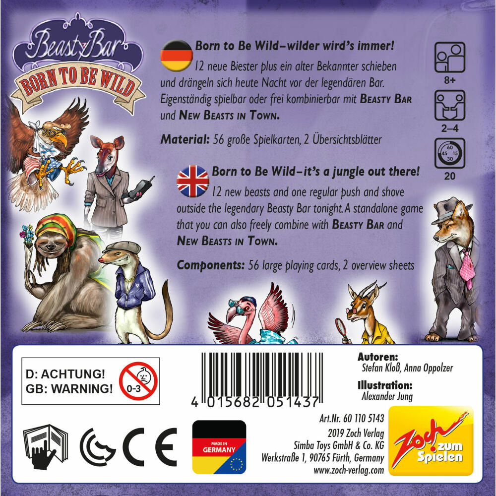 Zoch Beasty Bar Born To Be Wild, card game, board game, family game, children's game, game, from 8 years, 601105143