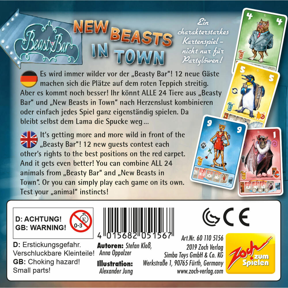 Zoch Beasty Bar New Beasts in Town, card game, strategy game, tactics, board game, family game, card game, 601105156