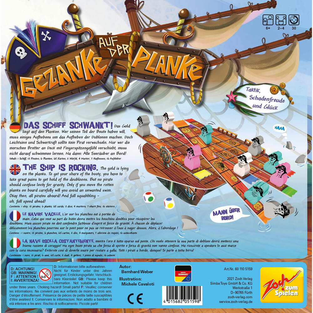 Zoch Gezanke auf der Planke, Kinderspiel, Familienspiel, Gesellschaftsspiel, 3D-Spiel, Kinder Spiel, 601105159