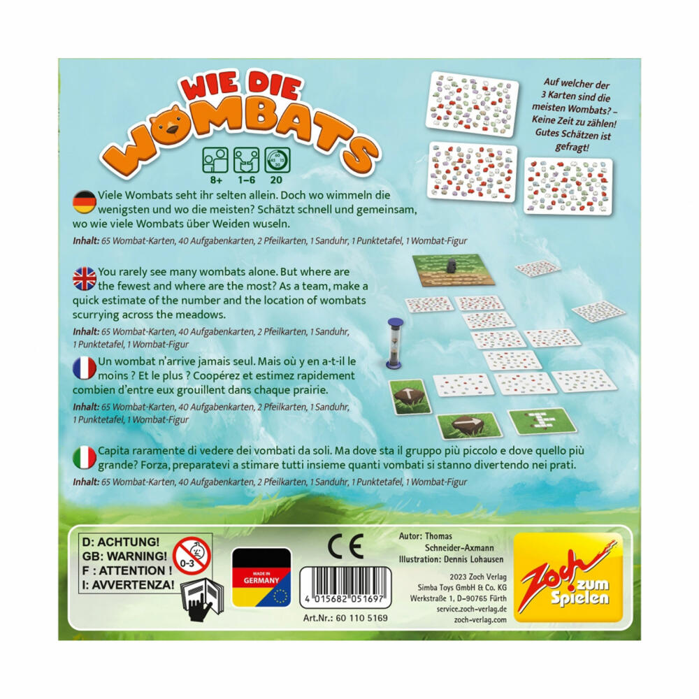 Zoch Like the Wombats, card game, guessing game, children's game, family game, from 8 years, 601105169