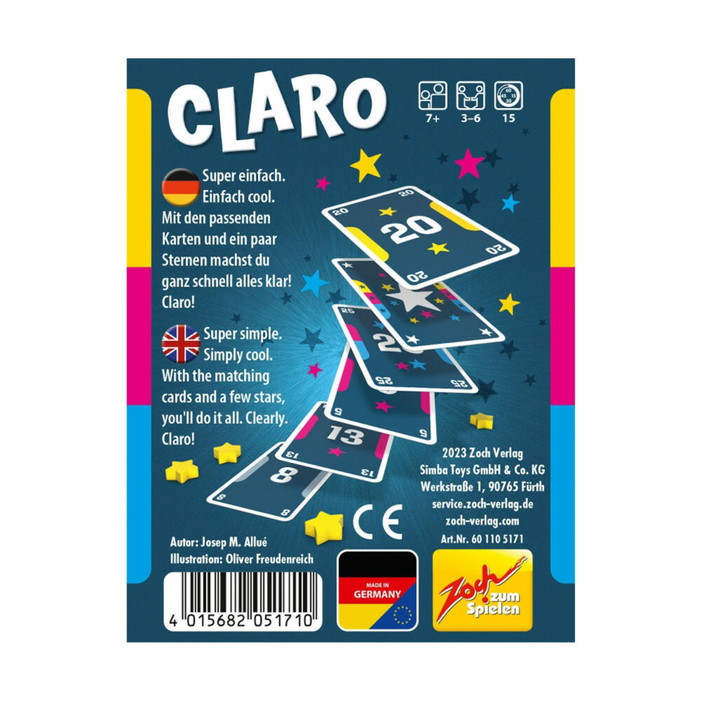 Zoch Claro, card game, family game, board game, ages 7 and up, 601105171