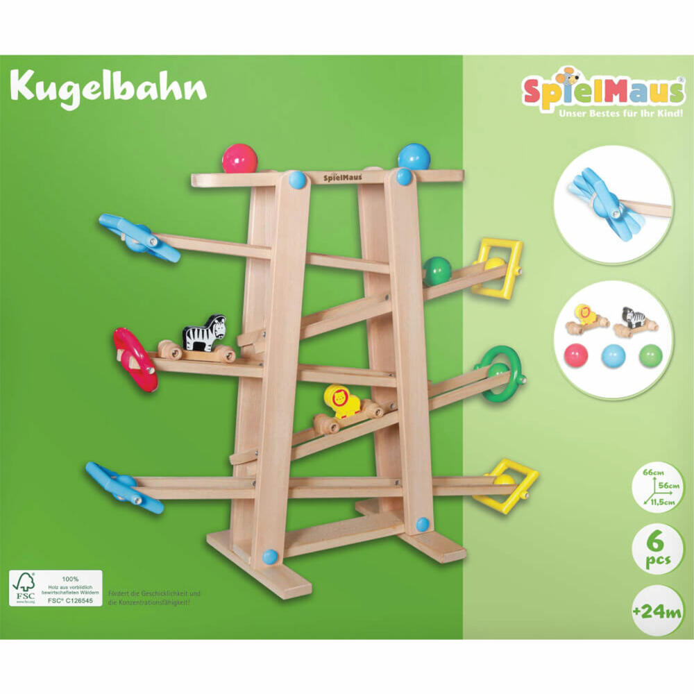 SpielMaus ball track with rolling elements, ball track, motor skills toy, children, from 2 years, wood, 41509571