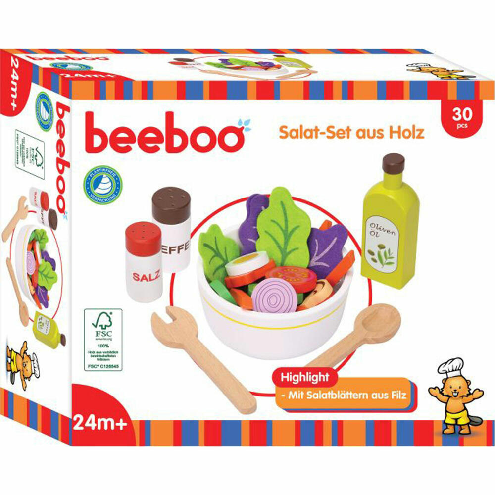 Beeboo Kitchen Wooden Salad Set, 30 Pieces