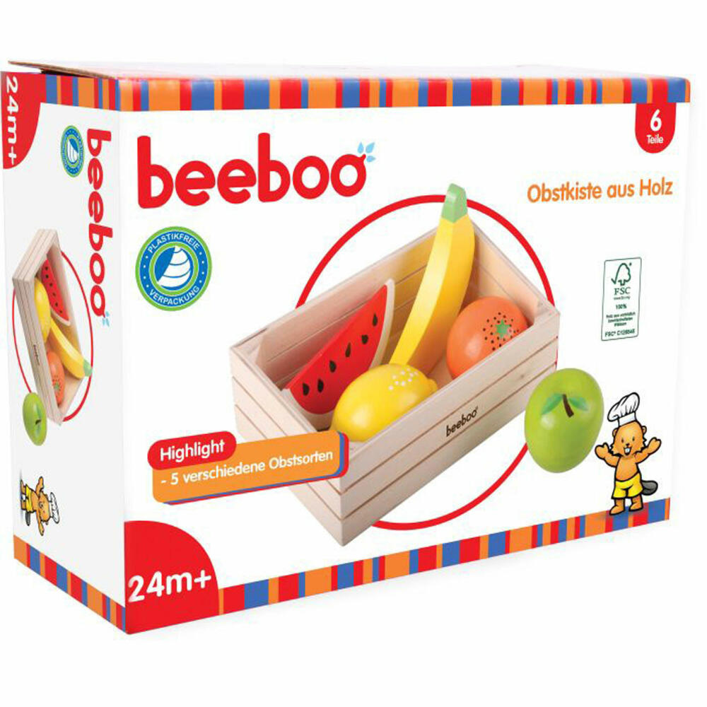 Beeboo Kitchen Fruit in Wooden Box, 6 Pieces