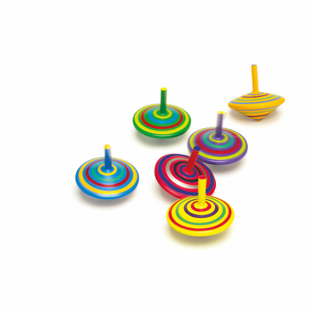 small foot wooden spinning top striped