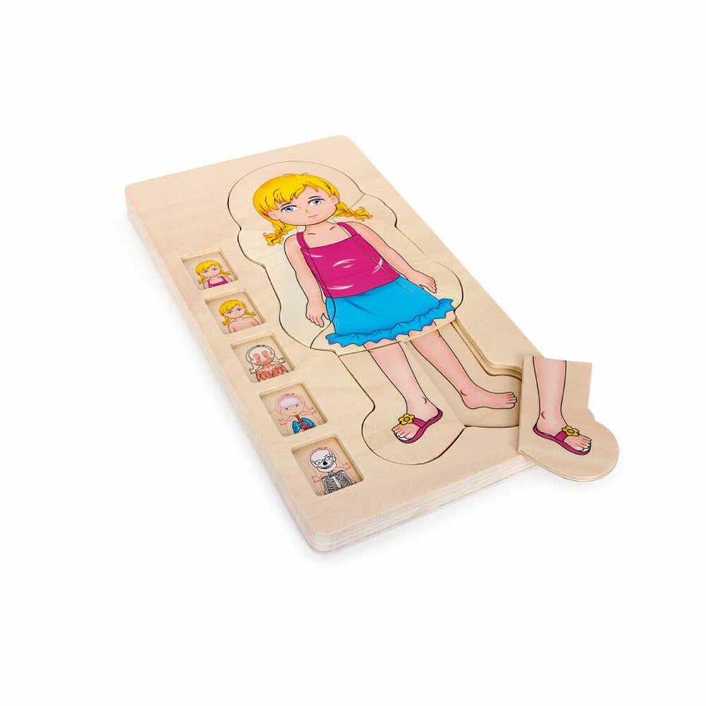 Legler Small Foot Schichtenpuzzle Anatomie Mädchen, Lernspielzeug, ab 4 Jahre, Holz, Bunt, 5814