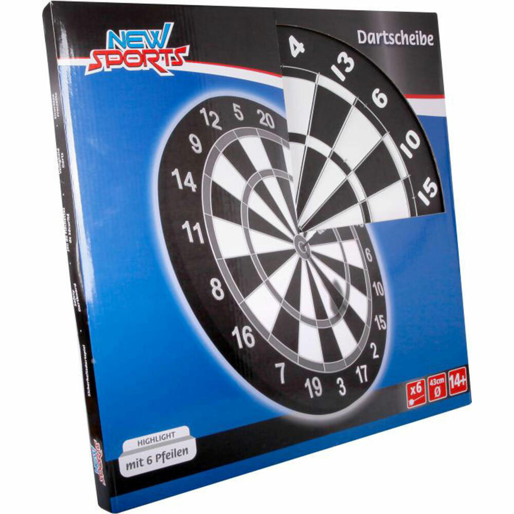 New Sports Cork Dartboard including 6 darts