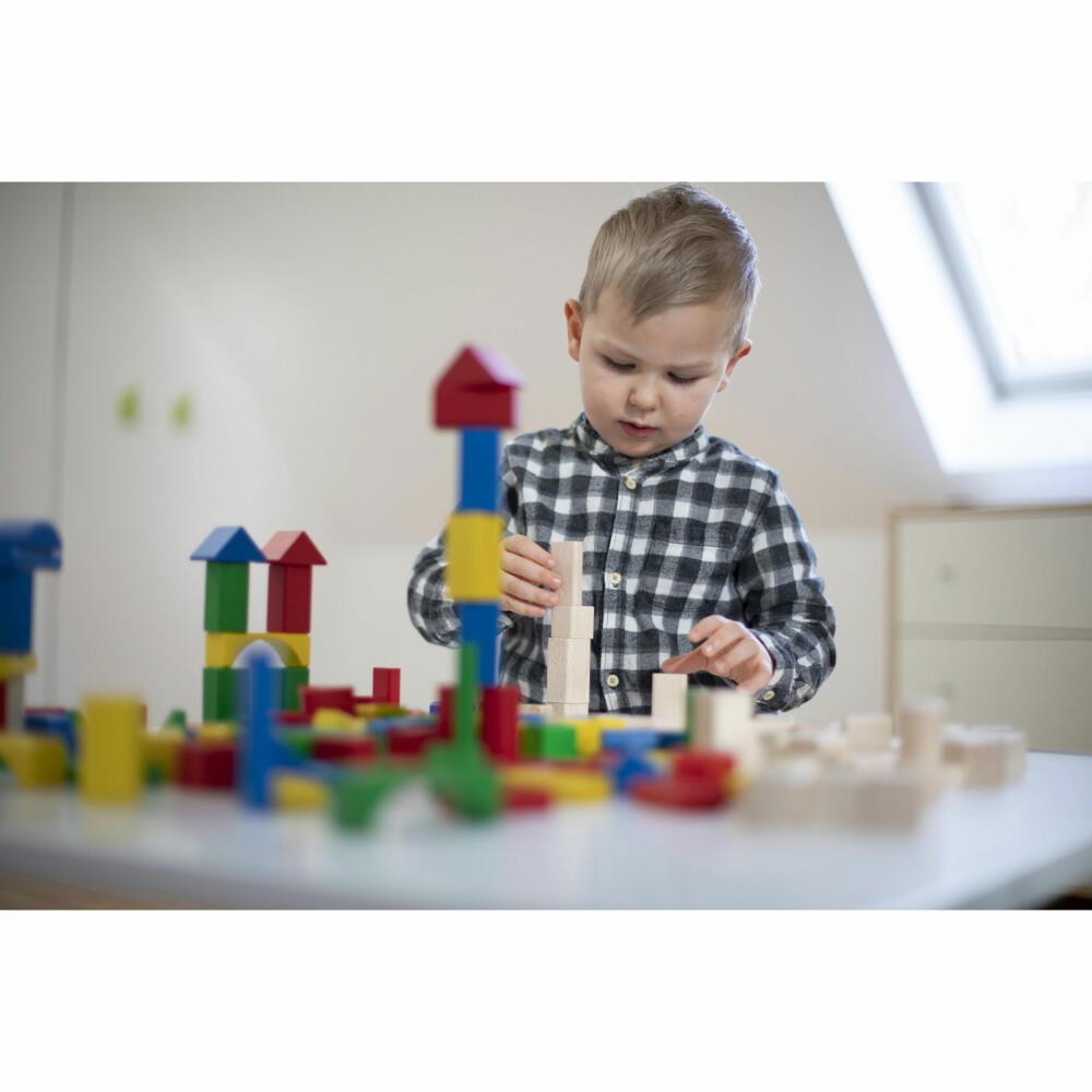 Eichhorn Colorful Wooden Building Blocks, 100 pcs., Wooden Blocks, Building Blocks, Building Blocks, Wooden Blocks, from 1 year, Wood, 100010171