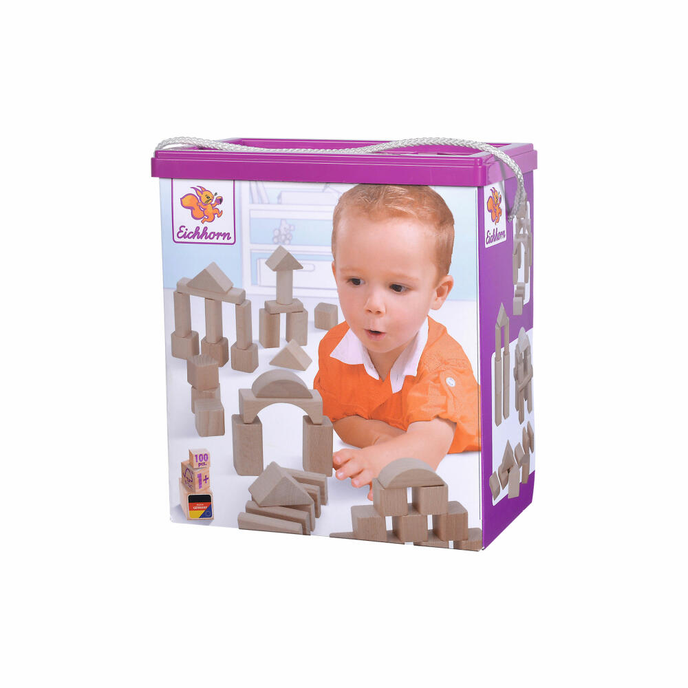Eichhorn Nature Wooden Building Blocks, 100 pcs., Wooden Blocks, Building Blocks, Building Blocks, Wooden Blocks, from 1 year, Wood, 100010141