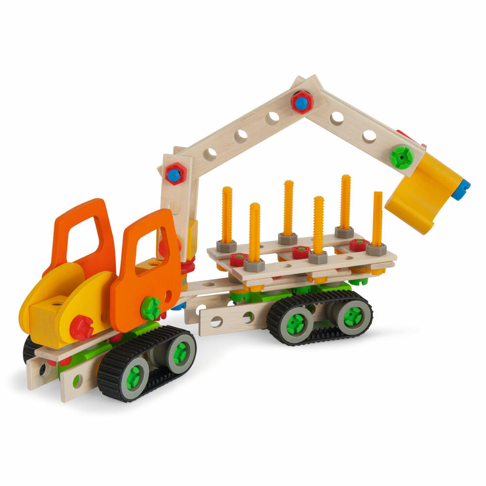 Eichhorn Constructor Crawler Excavator Set, 170 pcs., Construction Kit, Construction Set, Excavator, Construction Kit, Children's Toy, Wood, 100039096