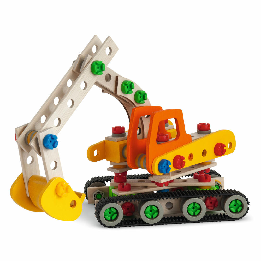 Eichhorn Constructor Crawler Excavator Set, 170 pcs., Construction Kit, Construction Set, Excavator, Construction Kit, Children's Toy, Wood, 100039096