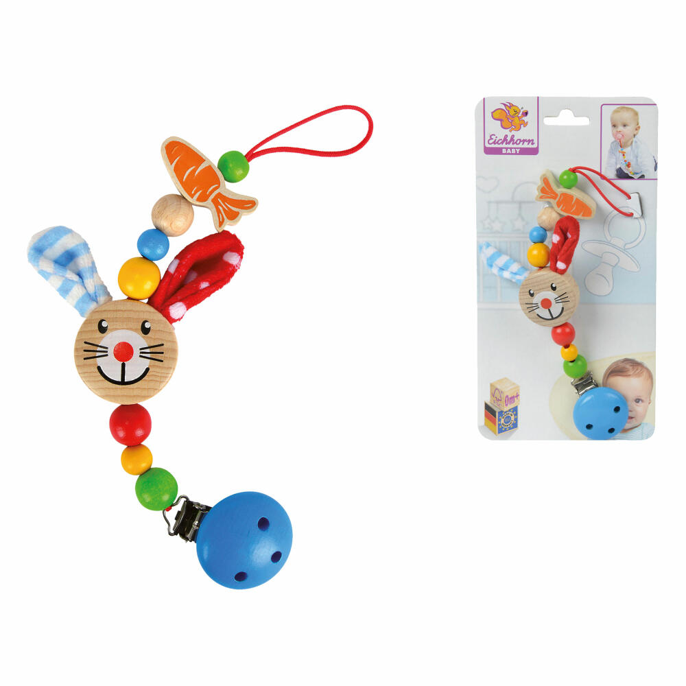 Eichhorn Baby Schnullerkette mit Clip, Schnullerband, Schnuller Halter, Kette, Anstecker, Hase, 100017000