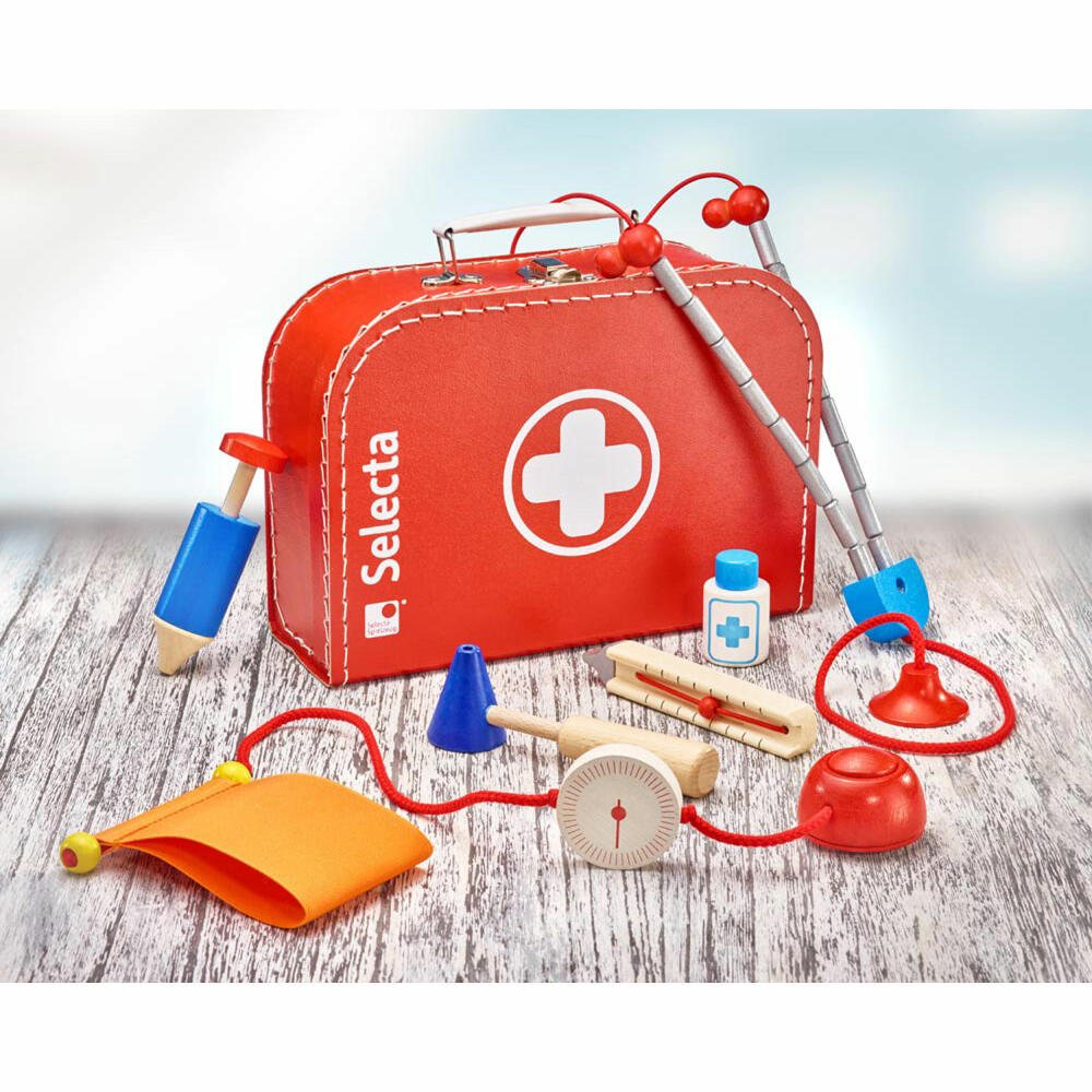 Selecta toy doctor's case, doctor's case, toddler game, toddler toy, wood, 25 x 18 cm, 62058