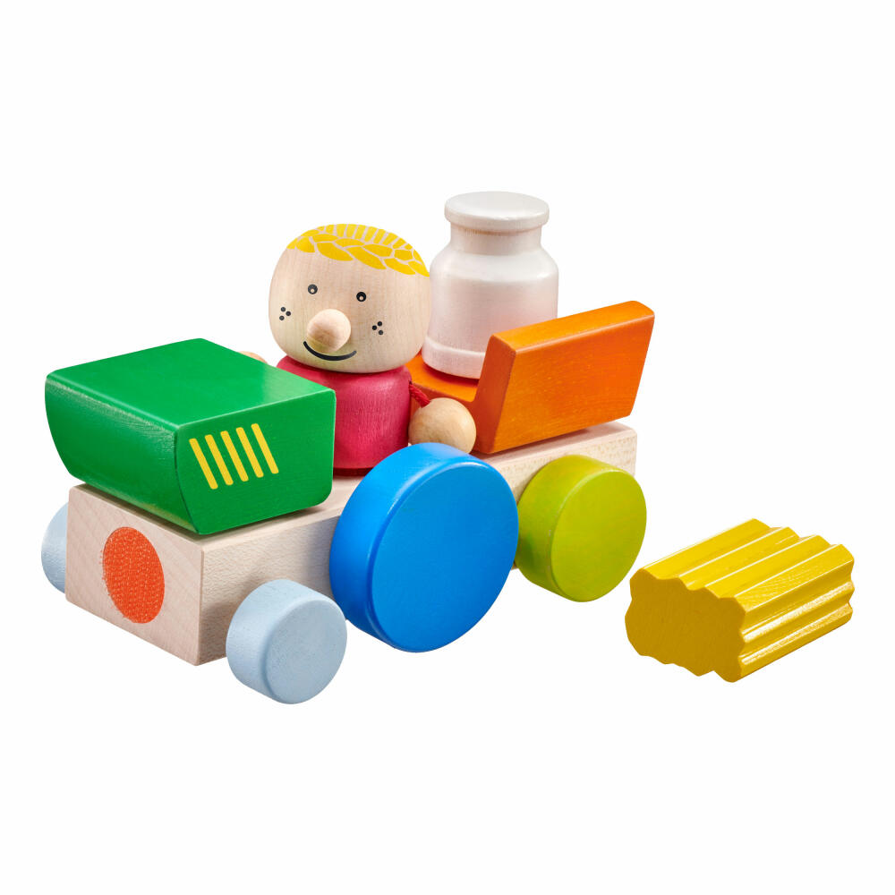 Selecta Klettini Farm Velcro Stacking Toy, 7 pcs., Stacking Toy, Building, Wood, 62076