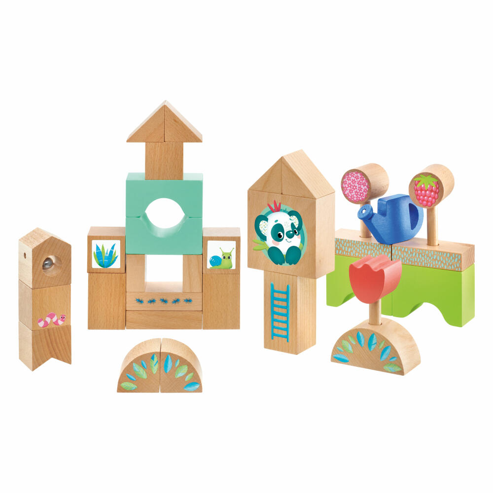 Selecta Tulips Garden Wooden Building Blocks Greenhouses, Building Blocks, Wood, 34 Pieces, 62085