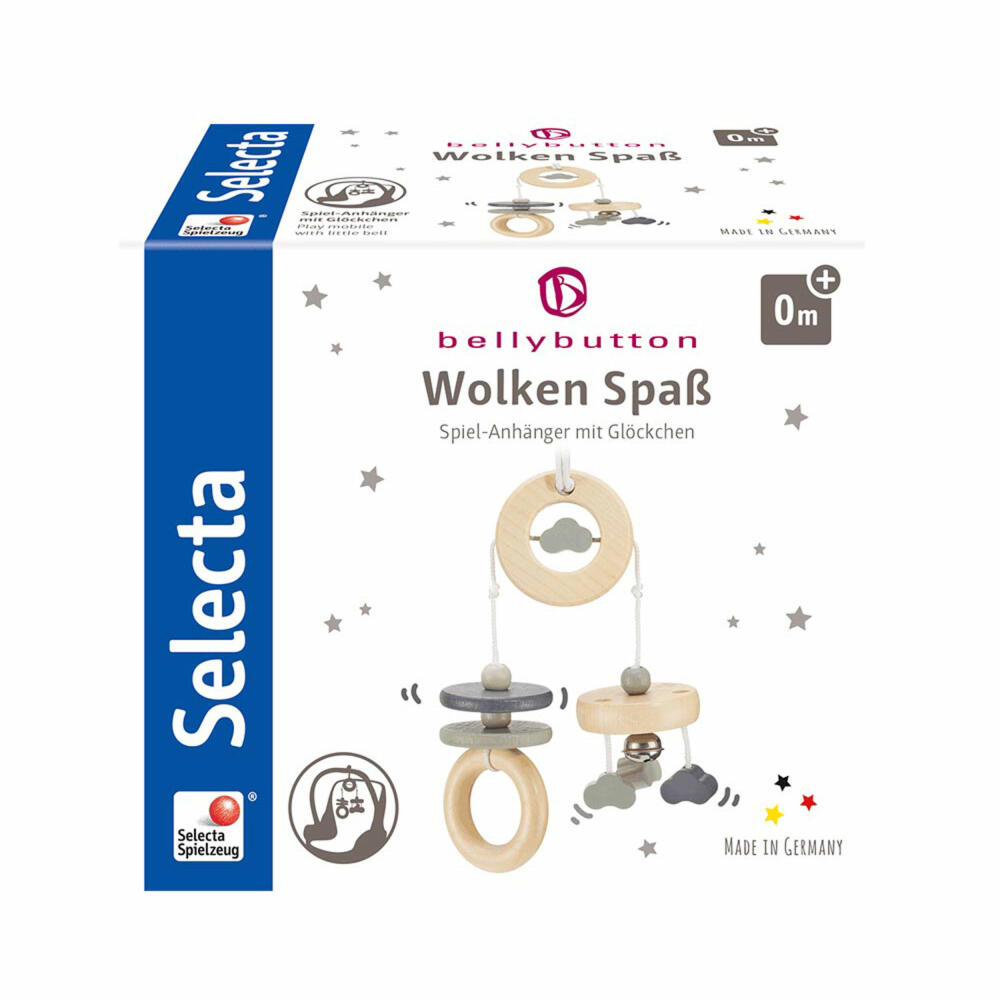 Selecta Spielzeug Wolken Spaß, Minitrapez, Spiel Anhänger, Kleinkindspiel, Kleinkindspielzeug, Holz, Grau, 15.5 cm, 64005