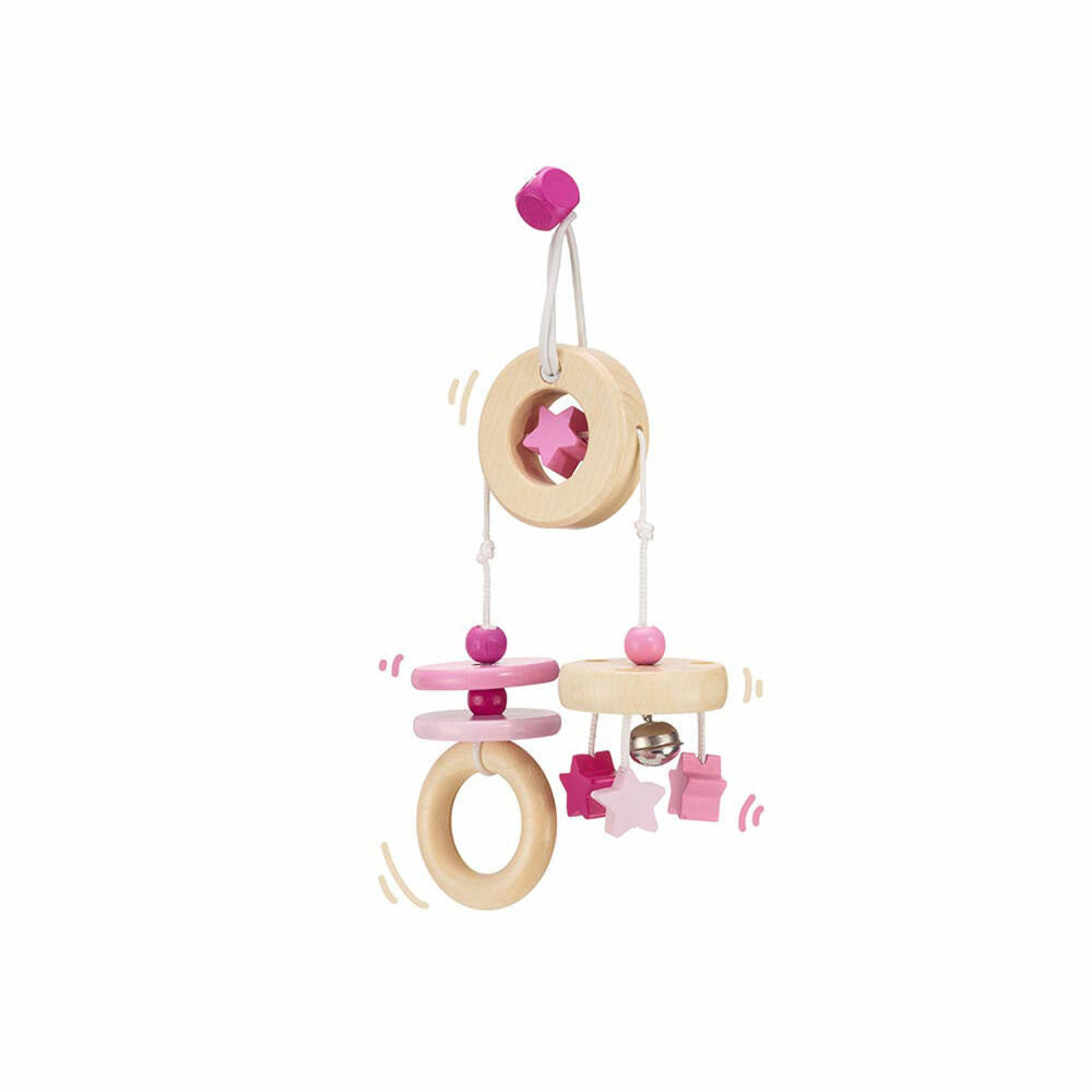 Selecta Toys Star Fun Game Pendant, Mini Trapeze, Toddler Game, Toddler Toy, Wood, Pink, 15.5 cm, 64009