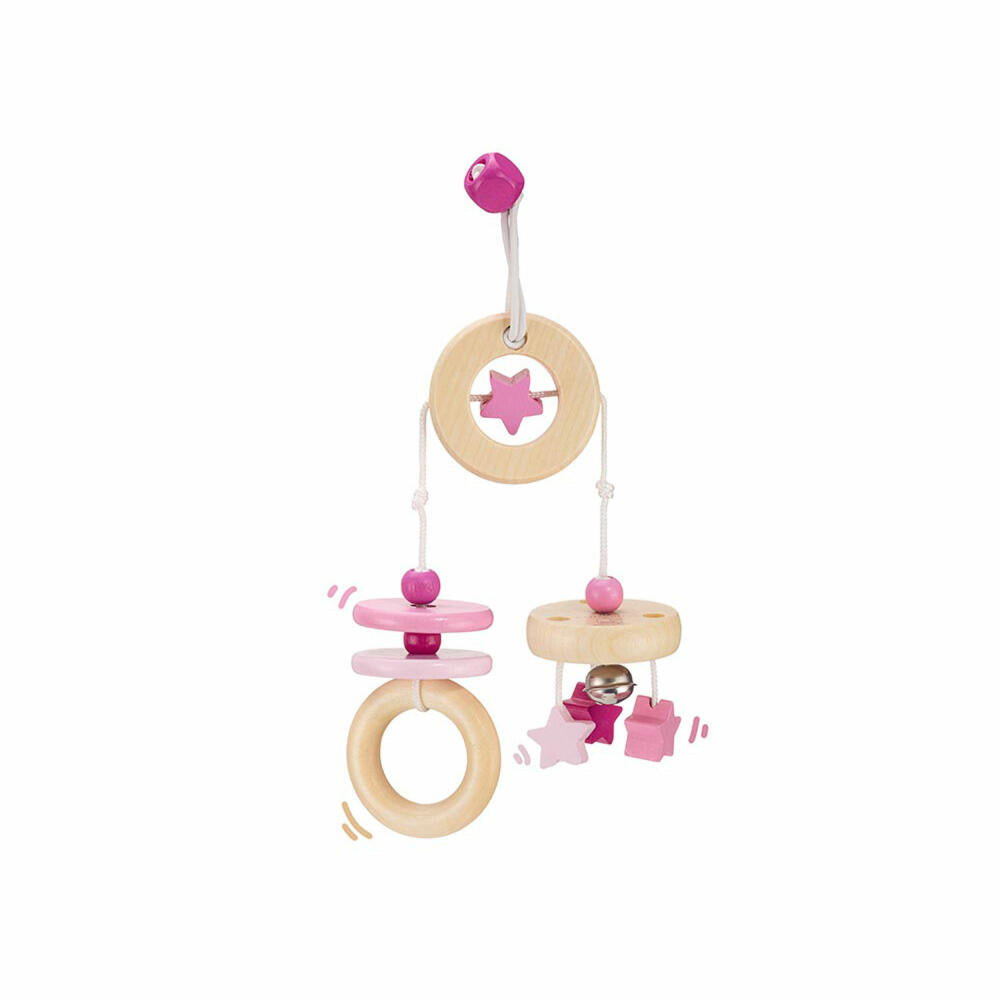 Selecta Toys Star Fun Game Pendant, Mini Trapeze, Toddler Game, Toddler Toy, Wood, Pink, 15.5 cm, 64009