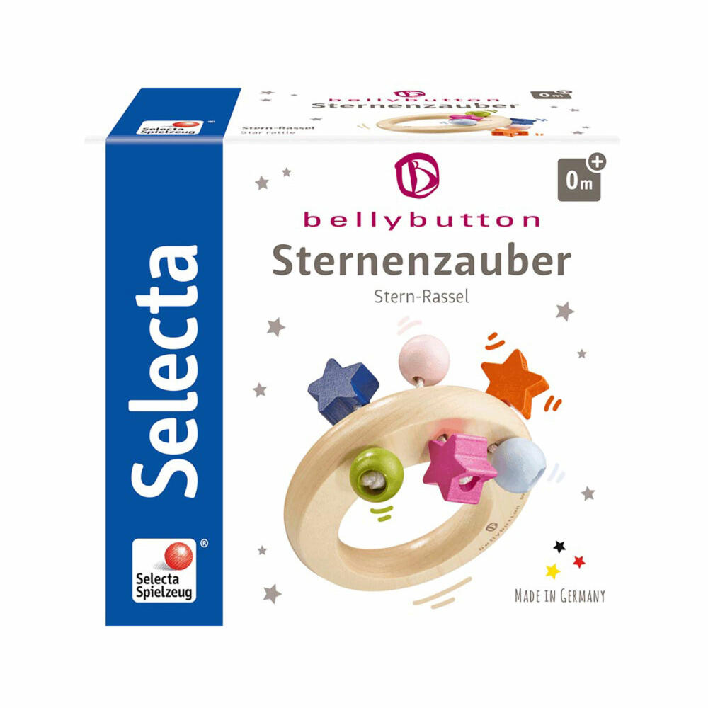 Selecta Spielzeug Sternenzauber, Rassel Spiel, Kleinkindspiel, Kleinkindspielzeug, Holz, 8 cm, 64012