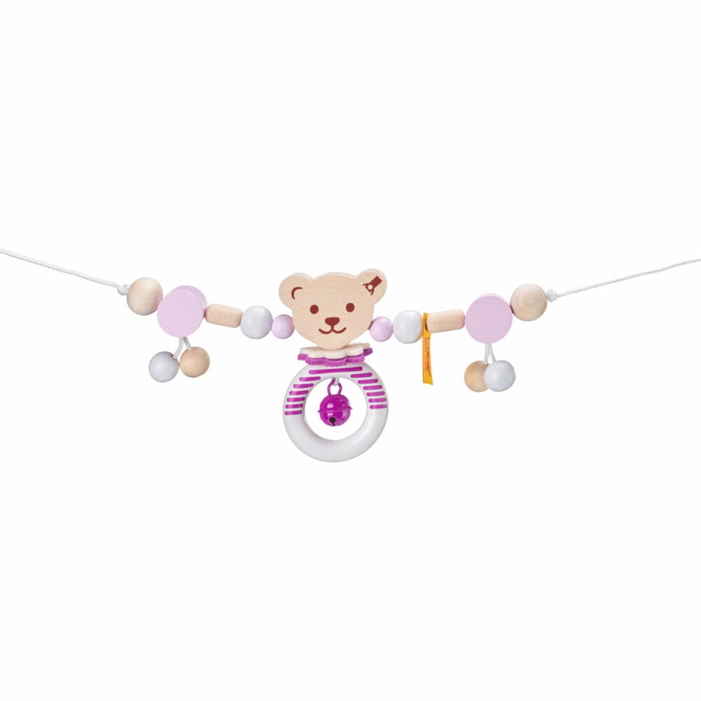 Selecta Steiff Cart Chain, Pram Chain, Stroller Chain, Baby Toy, Pink, 63 cm, 64304