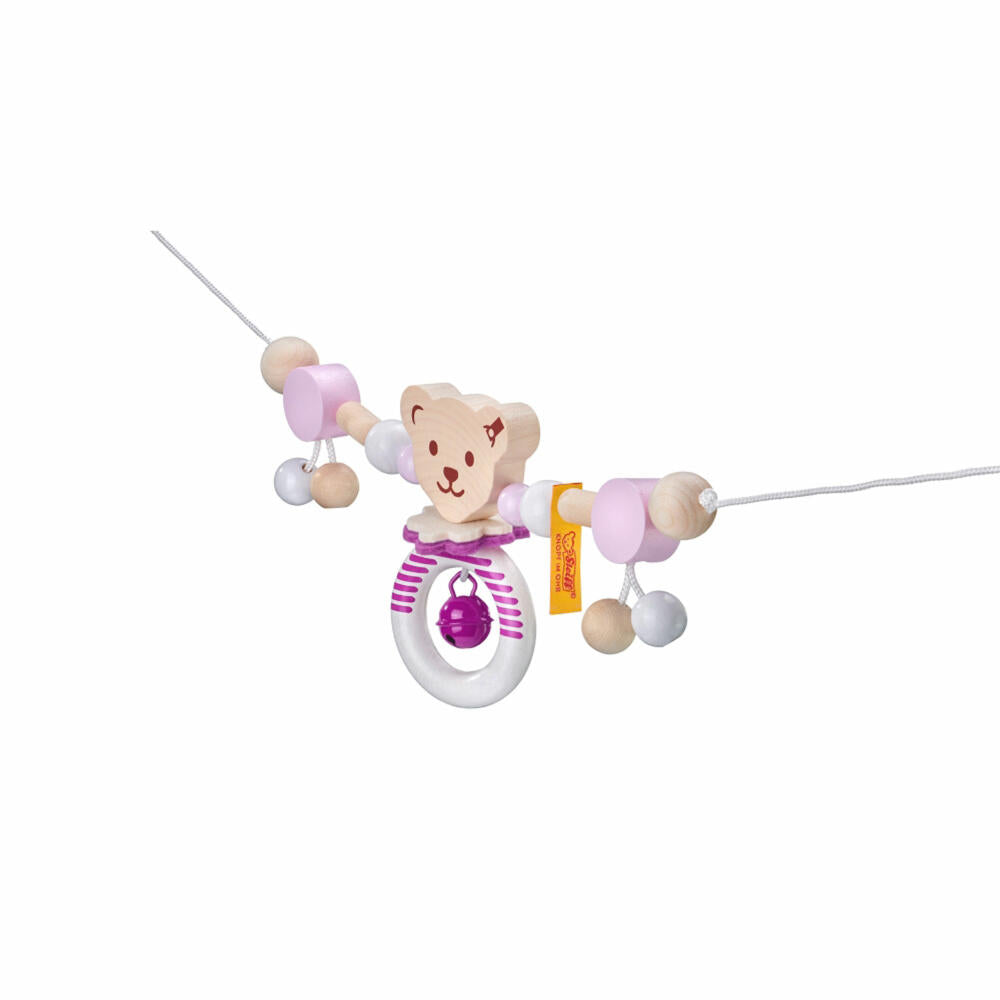 Selecta Steiff Cart Chain, Pram Chain, Stroller Chain, Baby Toy, Pink, 63 cm, 64304