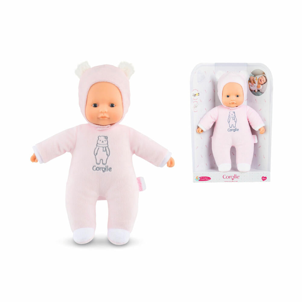 Corolle MDC Sweetheart, soft body doll, baby doll, doll, with vanilla scent, pink bear, 30 cm, 9000100440