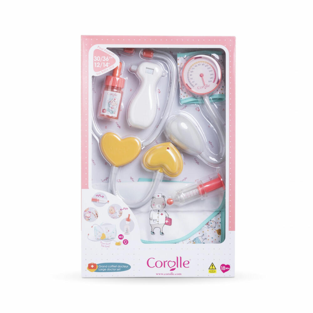 Corolle MPP 30 - 42 cm Large Doctor Set, 6 pcs., Stethoscope, Blood Pressure Monitor, Doll Accessories, 9000110930