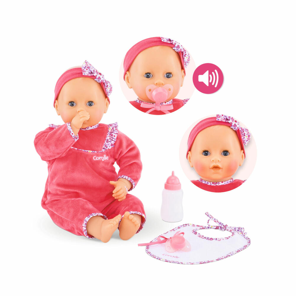 Corolle MGP Lila Chérie, Weichkörperpuppe mit Funktionen, Babypuppe, Puppe, Vanilleduft, 42 cm, 9000150060