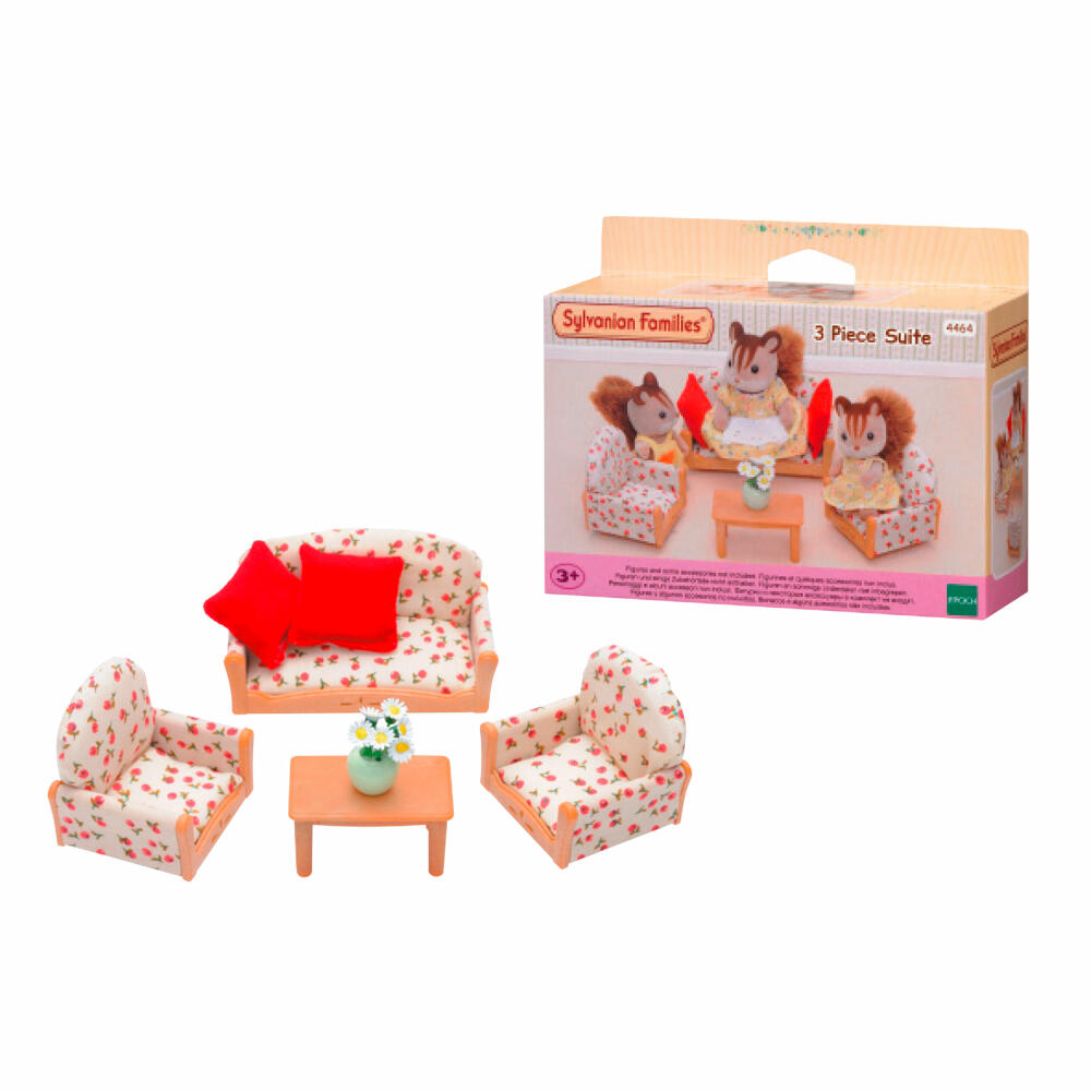 Sylvanian Families Dreiteilige Sitzgruppe, Spielset, Möbel, Wohnzimmer, Spielzeug, Kinder, 4464