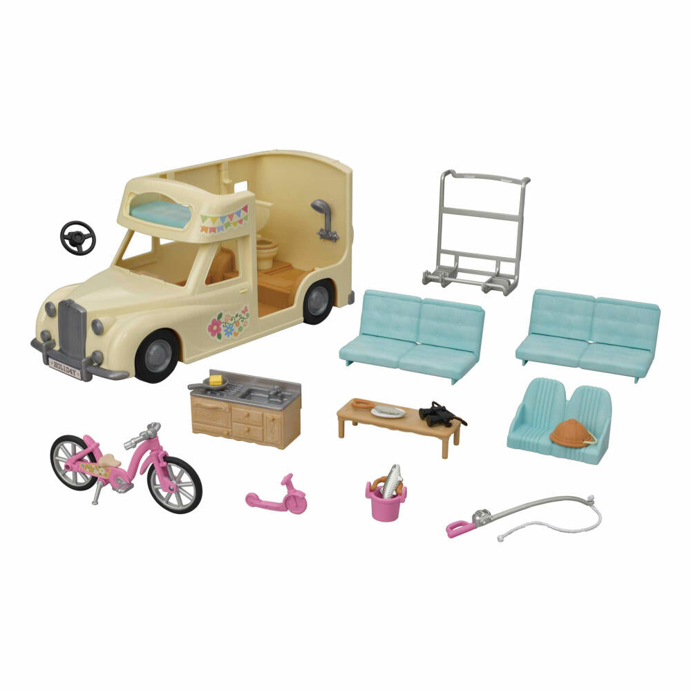 Sylvanian Families Wohnmobil, Fahrzeug, Campingwagen, Camping Wagen, Fahrrad, Spielzeug, 5454