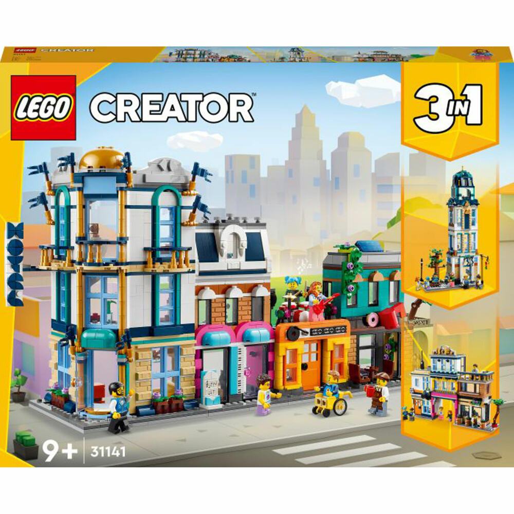 LEGO Creator Hauptstraße, 1459-tlg., Legosteine, Bausteine, Bauset, Konstruktionsset, ab 9 Jahren, 31141