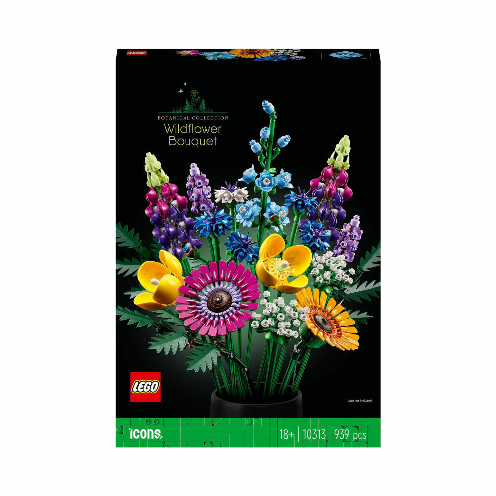 LEGO Icons Wildflower Bouquet, 939 pcs, Building Set, Construction Set, Building Blocks, Decoration, Ages 18+, 10313