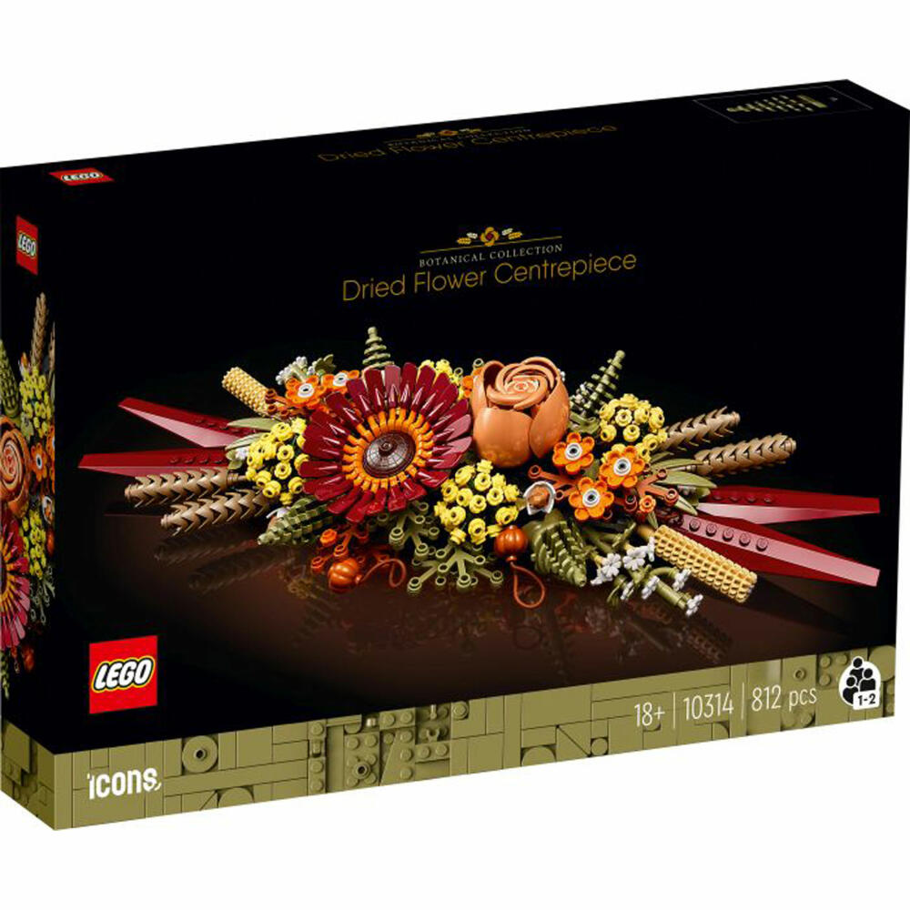 LEGO Icons Dried Flower Arrangement, 812 pcs, Building Set, Construction Set, Building Blocks, Decoration, Ages 18+, 10314