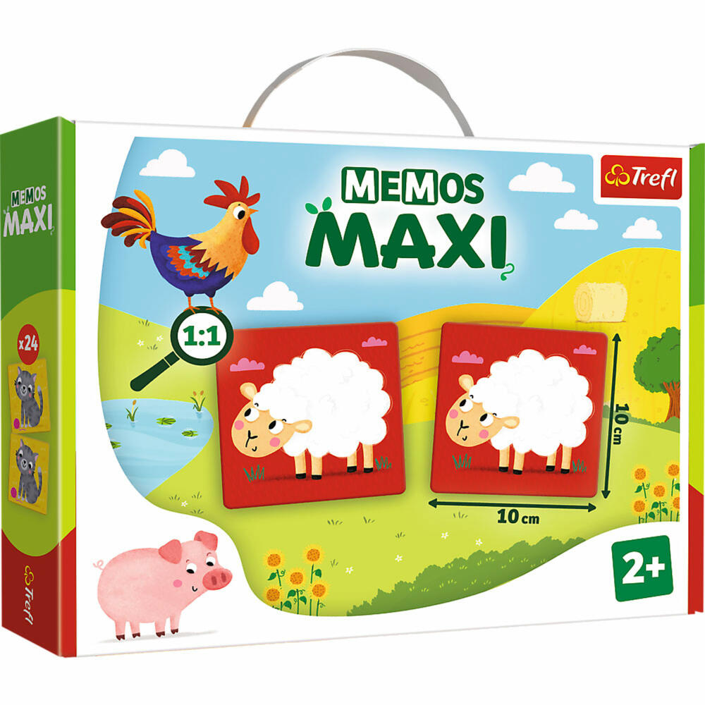 Trefl Maxi Memos Bauernhof, Memospiel, Suchspiel, Kinderspiel, ab 2 Jahren, 02266