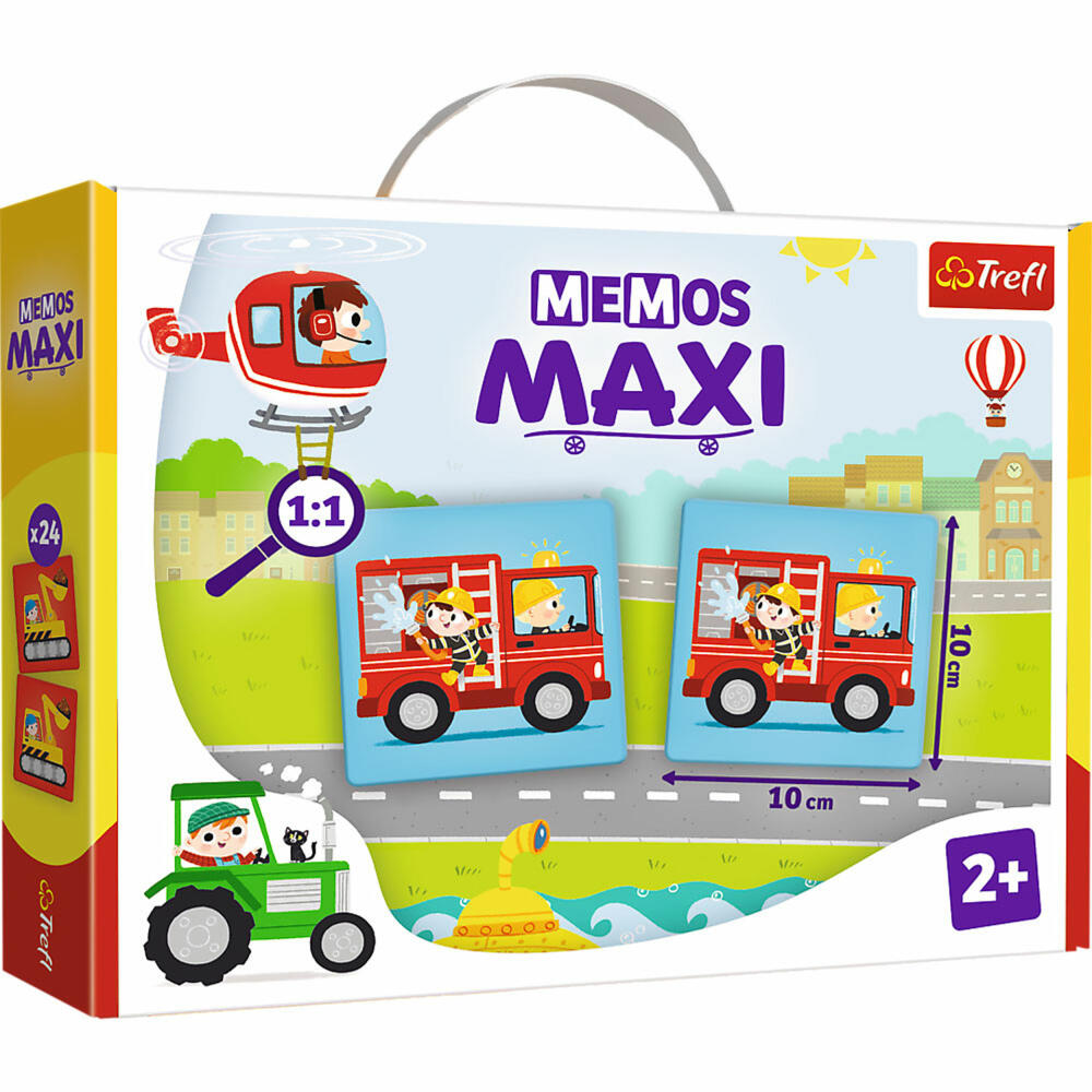 Trefl Maxi Memos Fahrzeuge, Memospiel, Suchspiel, Kinderspiel, ab 2 Jahren, 02267