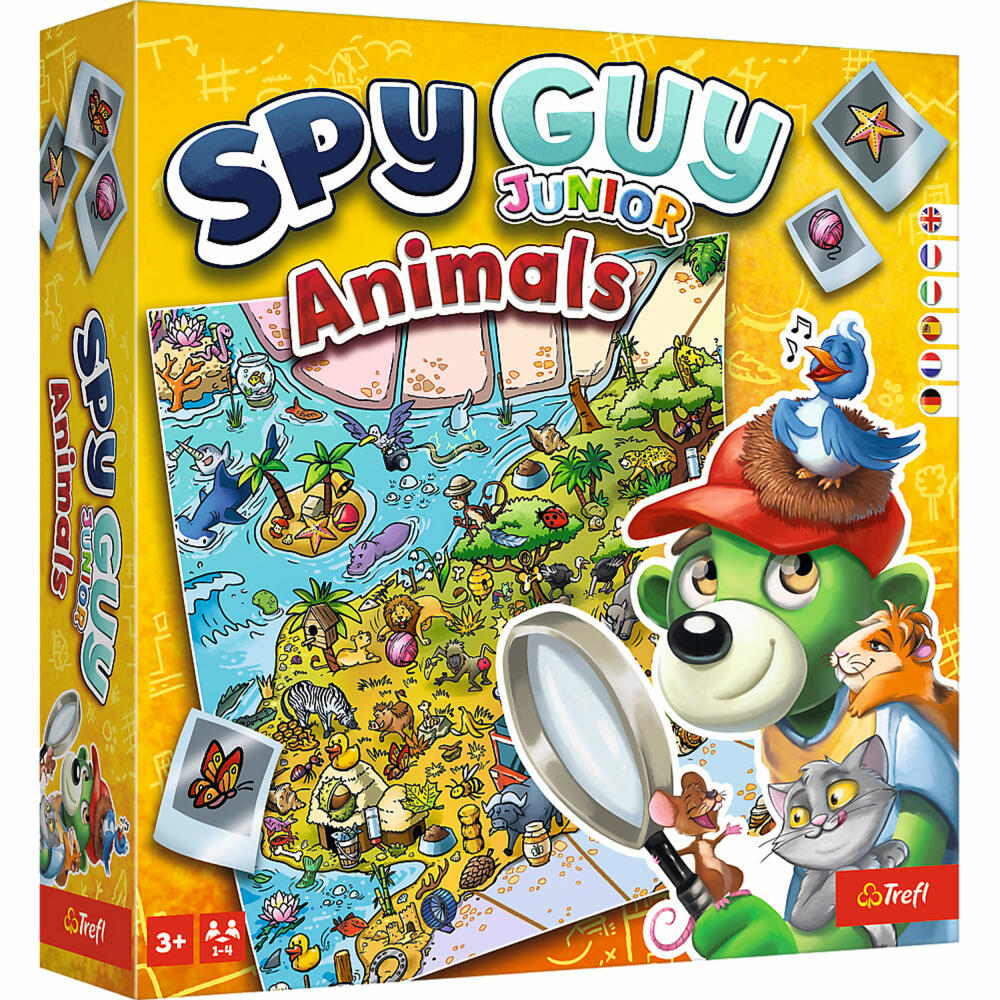 Trefl Spy Guy Junior Animals, Kooperatives Familienspiel, Brettspiel, Deutsche Version, ab 3 Jahren, 02683
