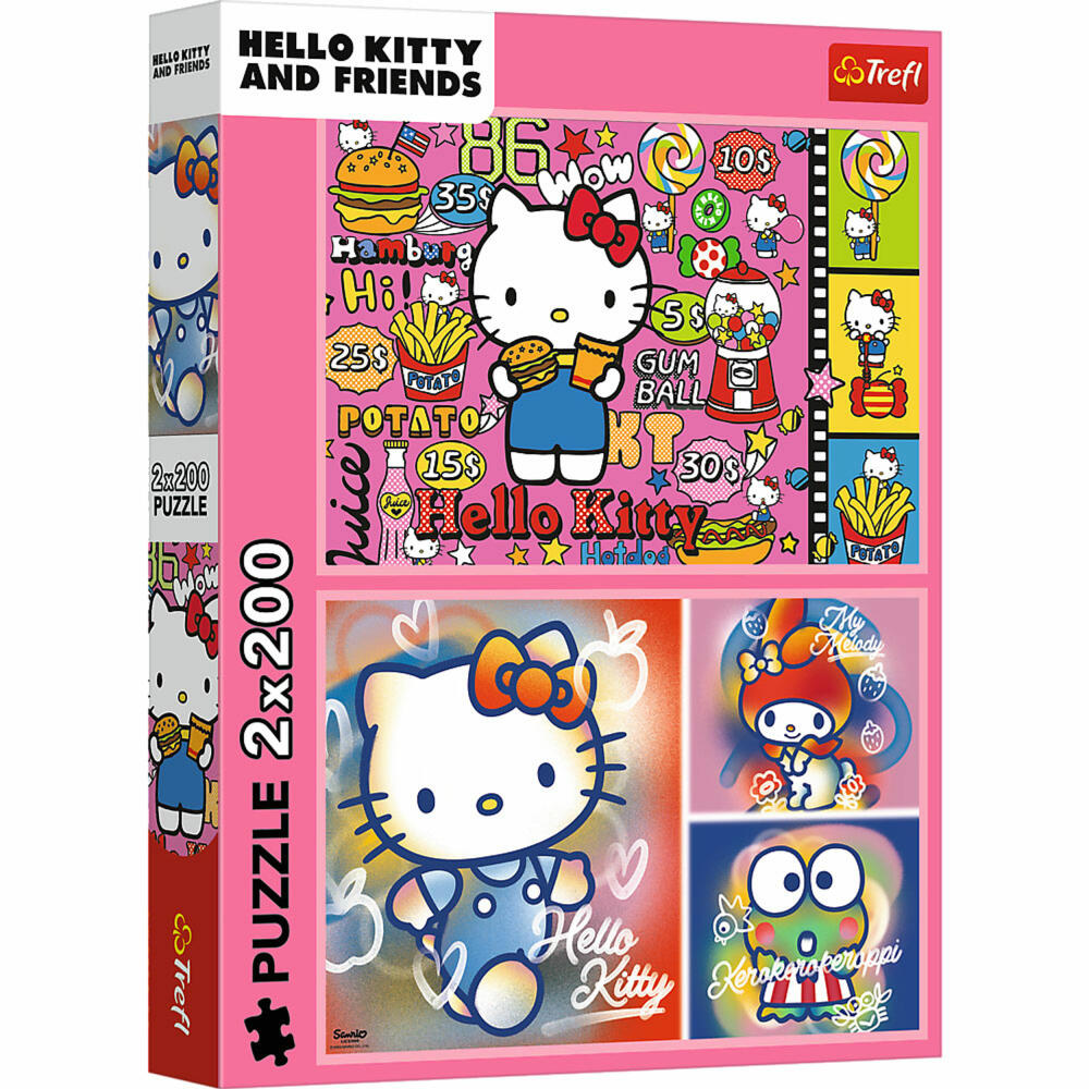 Trefl Puzzle Hello Kitty, Kinderpuzzle, 2 x 200 Teile, 41 x 27.5 cm, 13336
