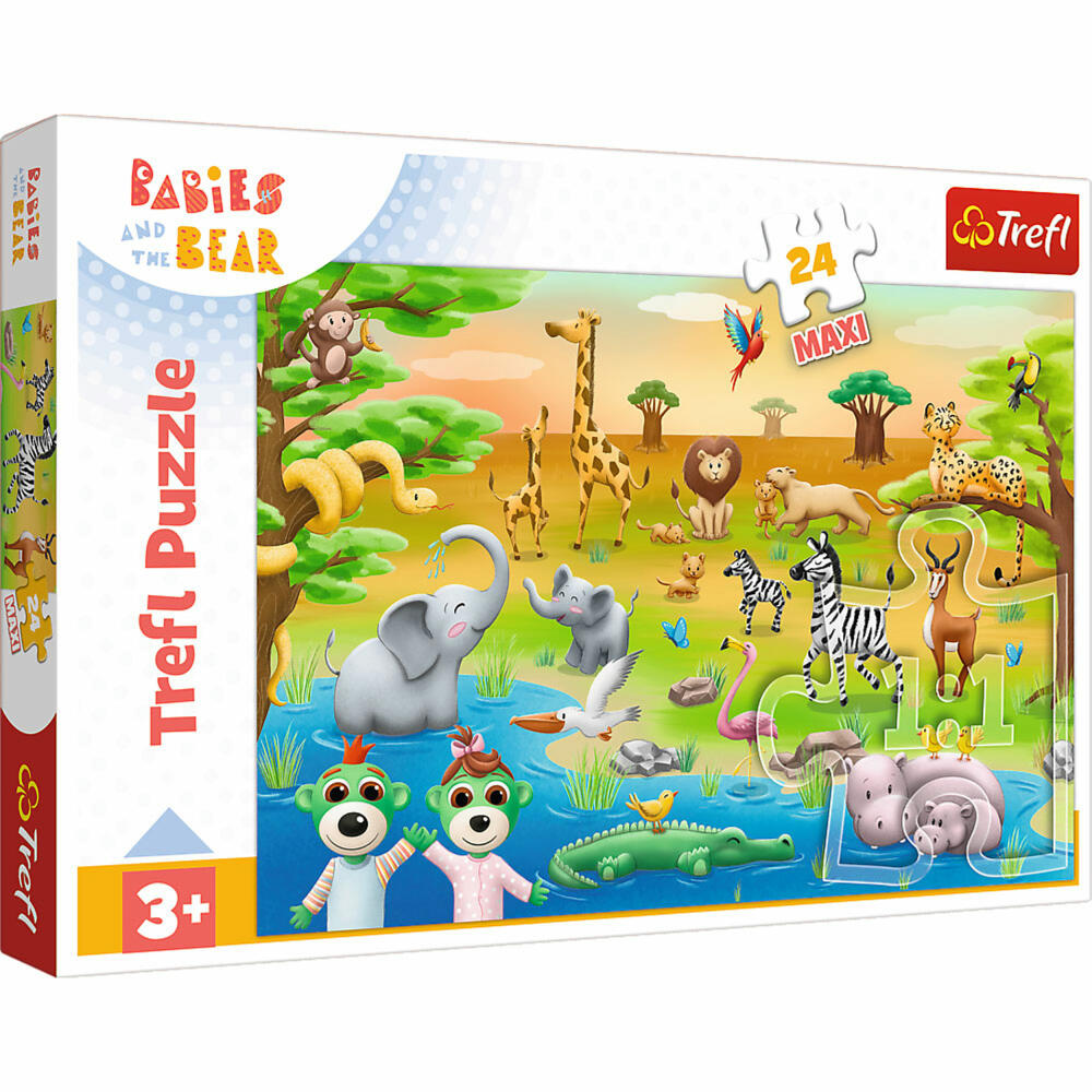 Trefl Maxi Puzzle Babies & Bear, Kinderpuzzle, Kinder, 24 Teile, 60 x 40 cm, 14373