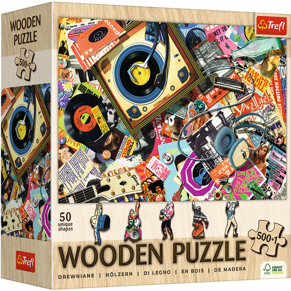 Trefl Holz Puzzle Die Welt der Musik, Holzpuzzle, 500 + 1 Teile, 37.5 x 25.4, 20221
