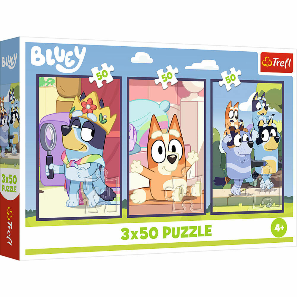 Trefl Puzzle Bluey, Kinderpuzzle, Kinder, 3 x 50 Teile, 41 x 27.8 cm, 34890